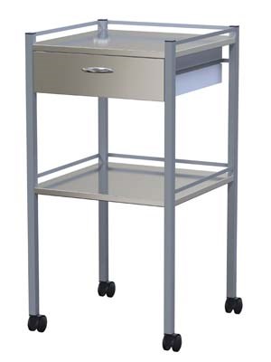 1 Drawer Stainless Steel Instrument Trolley - 490 x 490 x 900mm