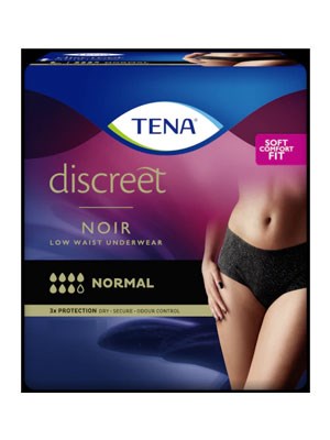 TENA Pants Discreet Normal Low Waist (M) Black - Ctn/3