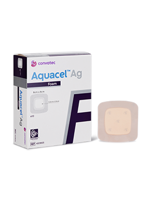 Hydrofiber Foam Dressing AQUACEL Ag Square Adhesive 8cm x 8cm