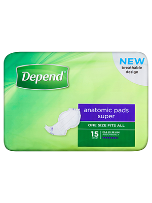 Depend Anatomics Super 4 x 15's - Ctn/4
