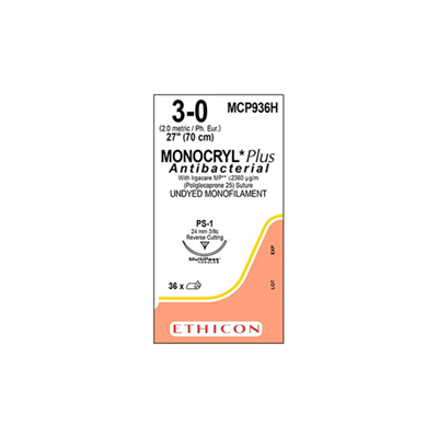 MONOCRYL Plus Antibacterial Sutures Absorbable Undyed 3-0 70cm