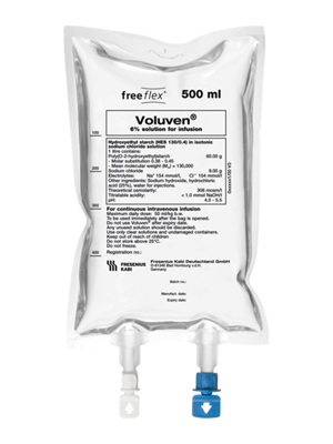 Voluven® 6% Solution for Infusion freeflex® Bag 500mL - Ctn/20