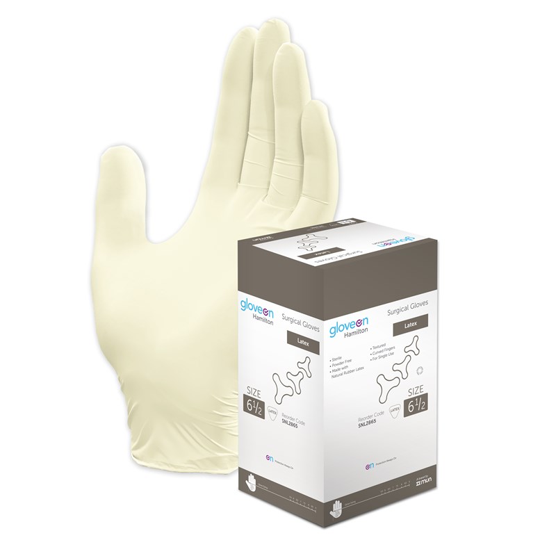 Surgical Gloves Hamilton Latex, Powder Free Textured Sterile Size 6.5