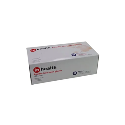 inhealth™ Examination Gloves Latex, Powder Free (Medium) - Box/100