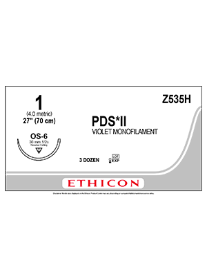 PDS*II Polydioxanone Sutures Violet 70cm 1 OS-6 36mm - Box/36