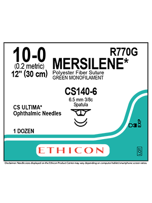 MERSILENE* Poly Sutures Green 30cm 10-0 CS140-6 6.5mm - Box/12