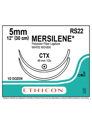 MERSILENE* Polyester Sutures White 30cm 5mm CTX 48mm - Box/6