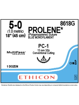 PROLENE* Polypropylene Blue 45cm 5-0 PC-1 13mm - Box/12