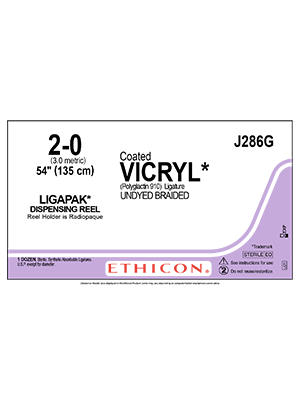Coated VICRYL Sutures Undyed 135cm 2-0 Non Needled - Box/12