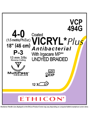 Coated VICRYL Plus Antibacterial Sutures Absorbable 4-0 45cm