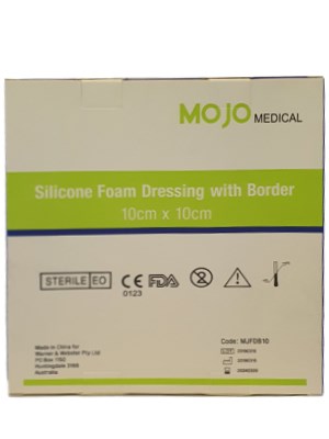 Mojo Silicone Foam Dressing With Border 10x10cm - Box/10