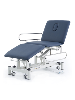 Three Section Medical Treatment Couch Navy Blue, Supports 250 kg