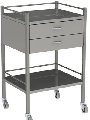 Two Drawer Stainless Steel Equipment Trolley