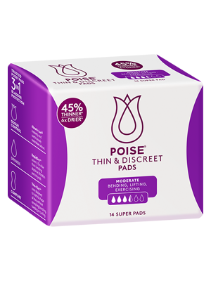 POISE® Thin and Discreet Pads Super Absorbency Level 3.5 - Pkt/14