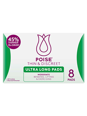 Poise® Thin & Discreet Ultra Long Pads, Moderate Absorbency - Ctn/48