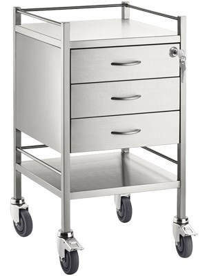 TROLLEY 3 Drawers Stainless Steel 500x500x900mm