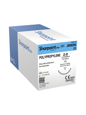 Polypropylene Non Absorbable Suture 2/0 Reverse Cutting 45cm 26mm