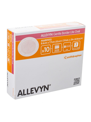 ALLEVYN Gentle Border Lite Oval Wound Dressing 8.6x7.7cm - Box/10