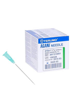 Terumo AGANI Hypodermic Needles  21G x 38mm (Green) 