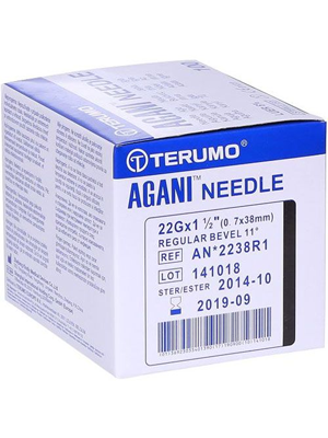 Terumo AGANI Hypodermic Needles  22G x 38mm (Black) 