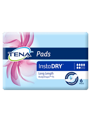 TENA® Pads InstaDry™ Long Length Absorbency 6 Blue - Ctn/6