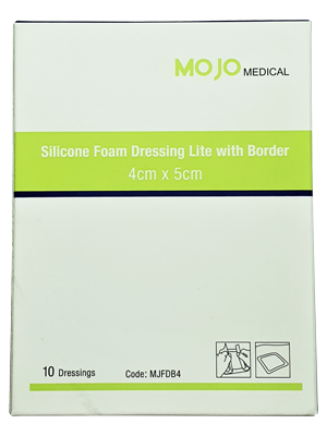 MOJO Silicone Foam Dressing Lite with Border 4x5cm - Box/10