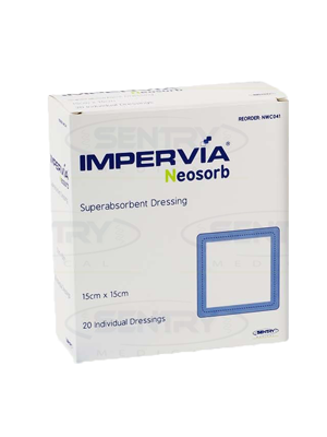 IMPERVIA® Neosorb Superabsorbent Dressing – 15cm x 15cm – 20/Box
