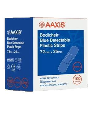 Bodichek Blue Detectable Plastic Strips 72mm x 25mm Sterile