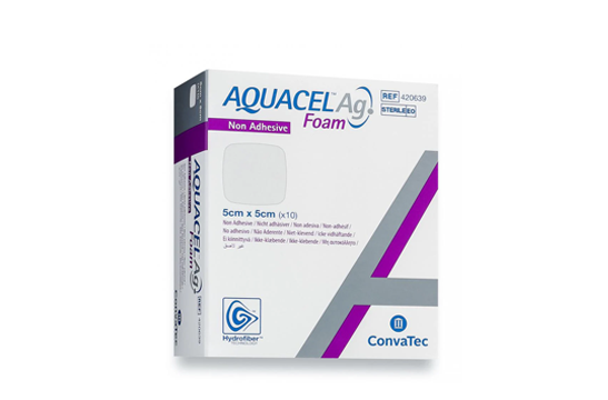 Hydrofiber Foam Dressing AQUACEL Ag Non-Adhesive Square 5cm x 5cm