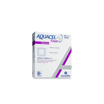 Hydrofiber Foam Dressing AQUACEL Ag Adhesive Square 12.5cm x 12.5cm