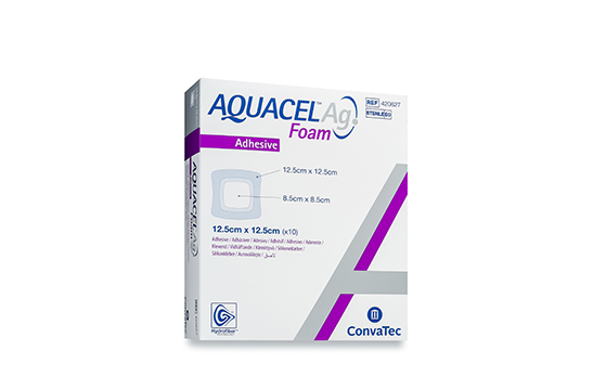 Hydrofiber Foam Dressing AQUACEL Ag Adhesive Square 12.5cm x 12.5cm