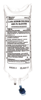 Baxter Glucose & Saline Injection BP 4%/0.18%, 1000mL - Bag/1