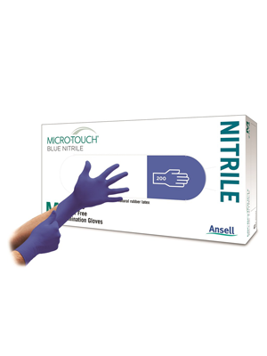 MICRO-TOUCH Blue Nitrile Examination Gloves Large