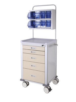 Anaesthesia Cart 680x530x1710mm 5 Drawers