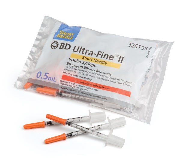 BD Ultra-Fine Insulin Syringe 0.5mL 30G x 8mm - Box/100