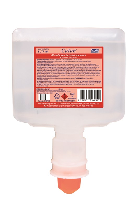 Cutan® Alcohol Foam Antiseptic Handrub Touch Free 1L - Ctn/3