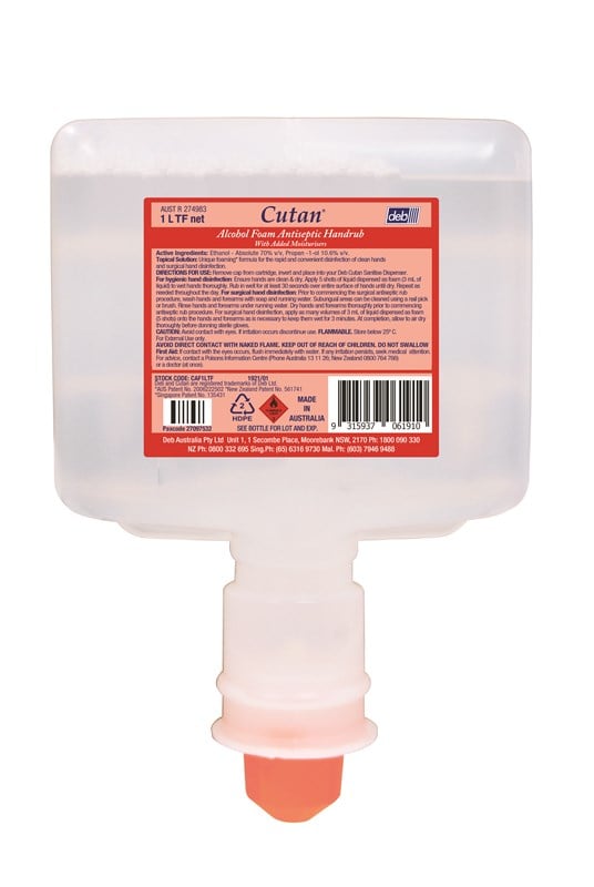 CutanĀ® Alcohol Foam Antiseptic Handrub Touch Free 1L - Ctn/3