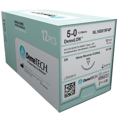 DemeLON Nylon Suture 3/0 24mm 3/8 R/C 75cm - Box/12