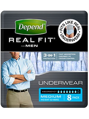 Depend Real Fit Underwear Mens Small/Med 8 - Ctn/4