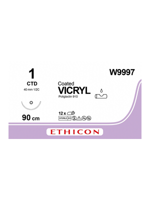 Ethicon VICRYL® Suture Absorbable 1 – 90 cm Violet – Box 12