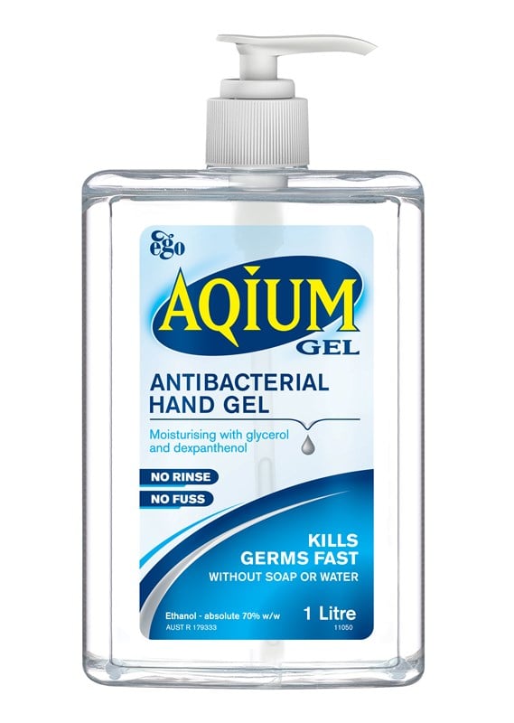Aqium Antibacterial Hand Sanitiser, Bottle with Pump 1L