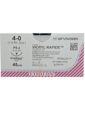 VICRYL RAPIDE® Absorbable Sutures Undyed 4-0 45cm PS-2 19mm - Box/36