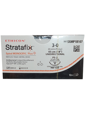 STRATAFIX™ Spiral Monocryl® Plus Suture, Undyed 3-0 45cm - Box/12