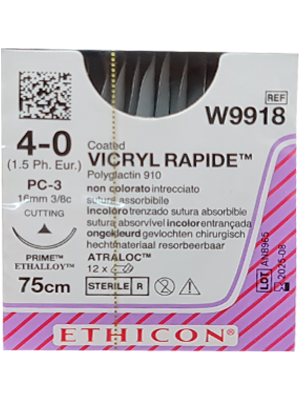 VICRYL RAPIDEĀ® Undyed 45cm 4-0 PC-3 16mm - Box/12