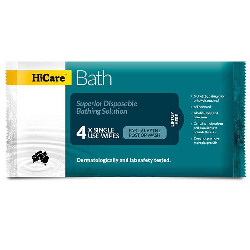 HiCare Bath Resealable Cloths - Ctn/4