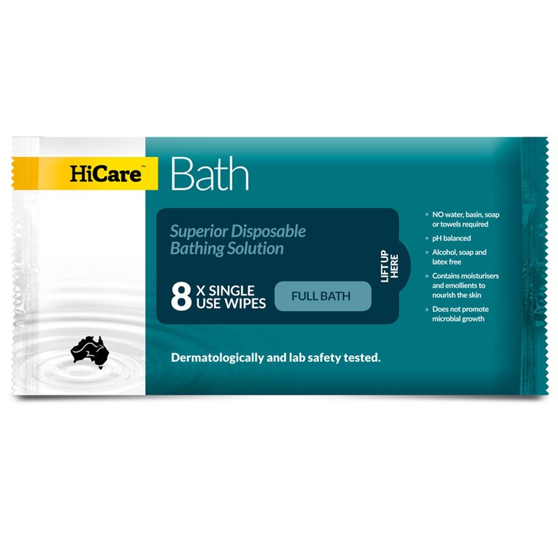 HiCare Bath Resealable Cloths - Ctn/8