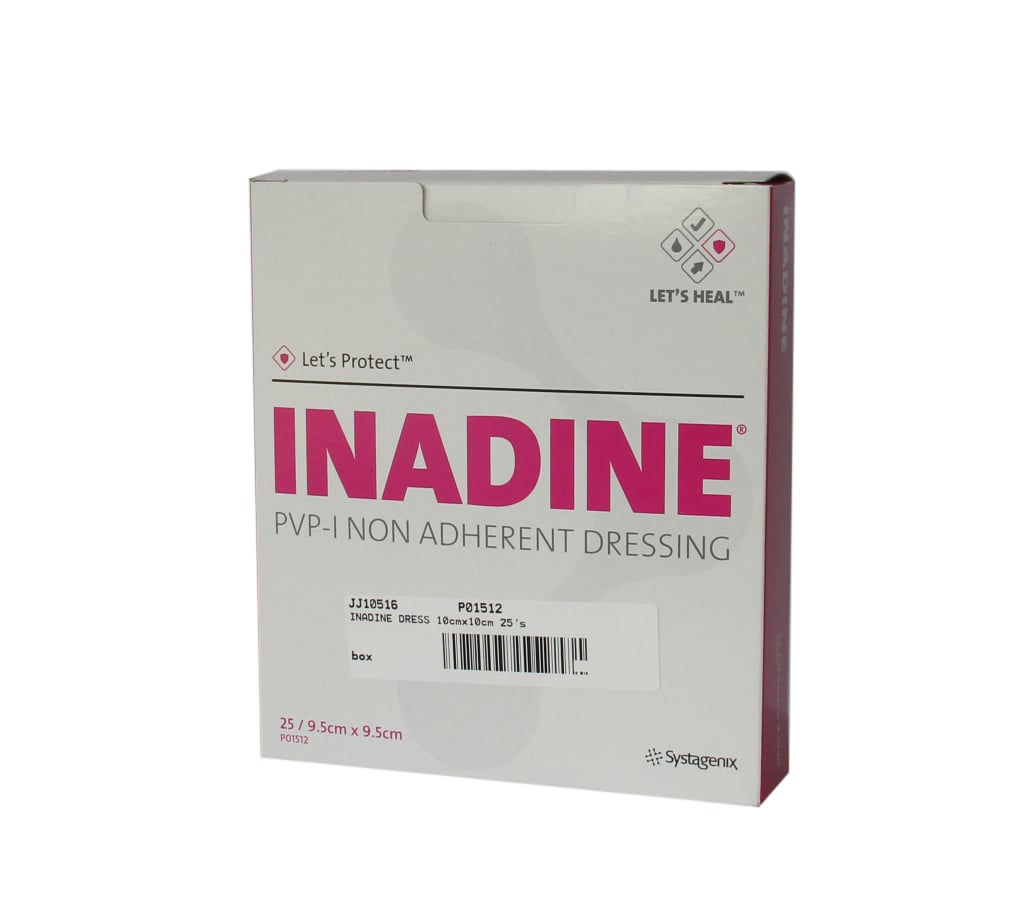 Inadine™ NonAdherent Dressing 9.5cm x 9.5cm, Brown Box/25