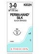 PERMA-HAND* Silk Sutures Black 75cm 3-0 SH 26mm - Box/36