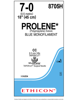 PROLENEĀ® Polypropylene Blue 45cm 7-0 CC - Box/36