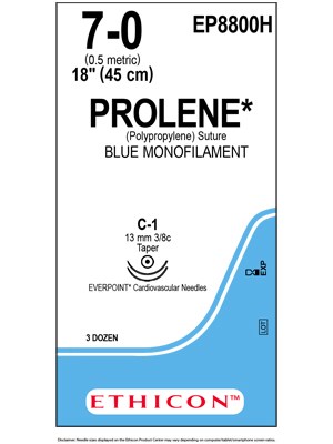 PROLENE* Polypropylene Blue 45cm 7-0 C-1 13mm - Box/36